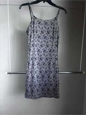 Soda Blu Gray Floral Slip Dress Vintage Y2K Made in USA Small